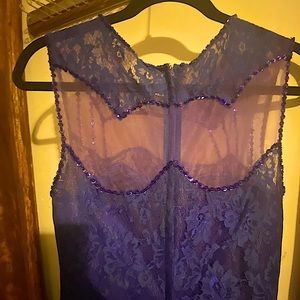 Formal high low beaded royal blue gown